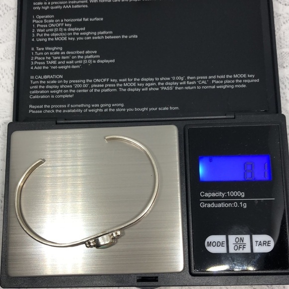 VINTAGE Native American Artisan Artist Signed  LP Sterling Turquoise Bracelet. - Picture 6 of 6